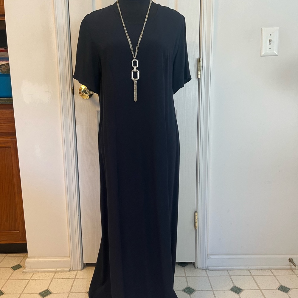 Vintage David Dart Floor Length Navy Dress L